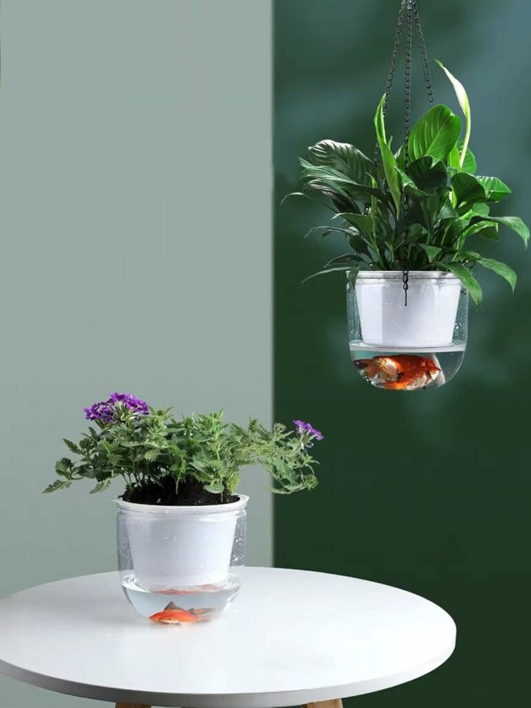Clear plastic hanging planters 